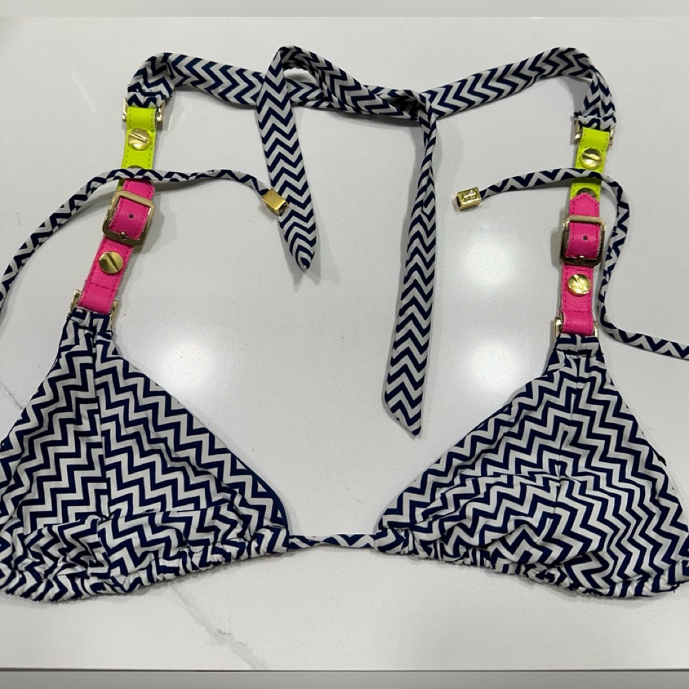 Beach Bunny Bronze neon & pink  strap bikini top & bottom